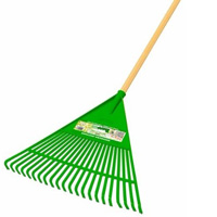 Vassoura ancinho plástica c/cabo verde